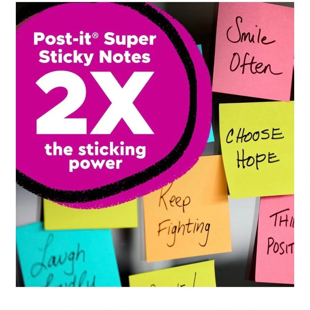 Post-it Super Sticky Notes 24 Pads School Bus Classroom Value Pack 3x3 Brights